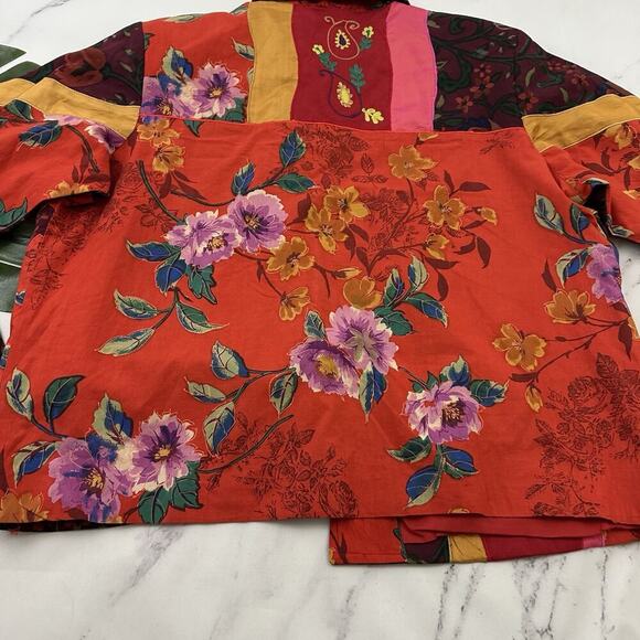 Coldwater Creek Embroidered Jacket Plus Size 1x Red Pink Floral Patchwork - Picture 11 of 11